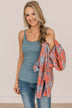 Happiness Is Within Ribbed Knit Tank- Slate Blue
