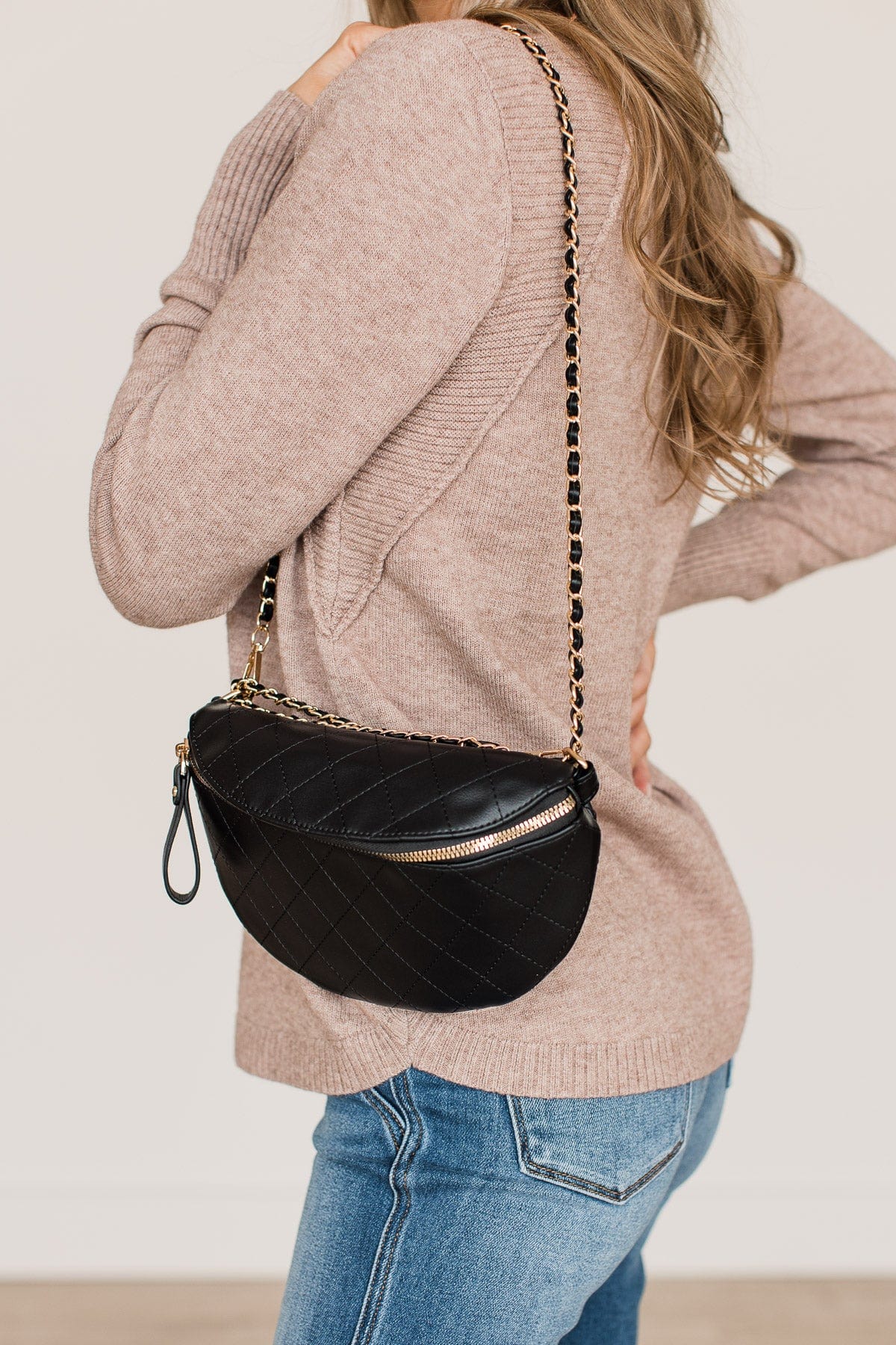 Impeccable Taste Quilted Belt Bag- Black