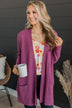 Cozy As Can Be Long Knitted Cardigan- Dark Berry
