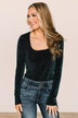 Give It A Whirl Long Sleeve Bodysuit- Black & Teal