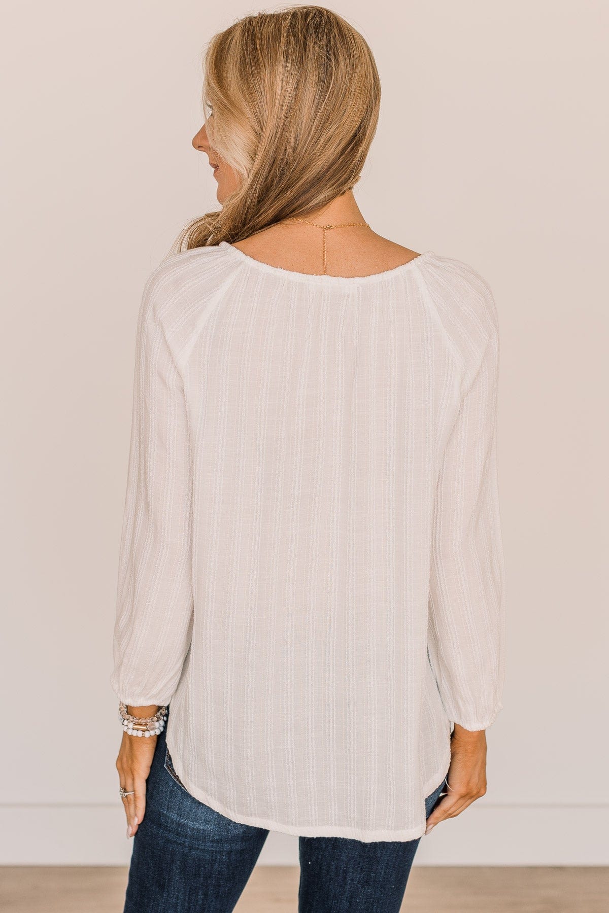 For The Record Striped Top- Ivory
