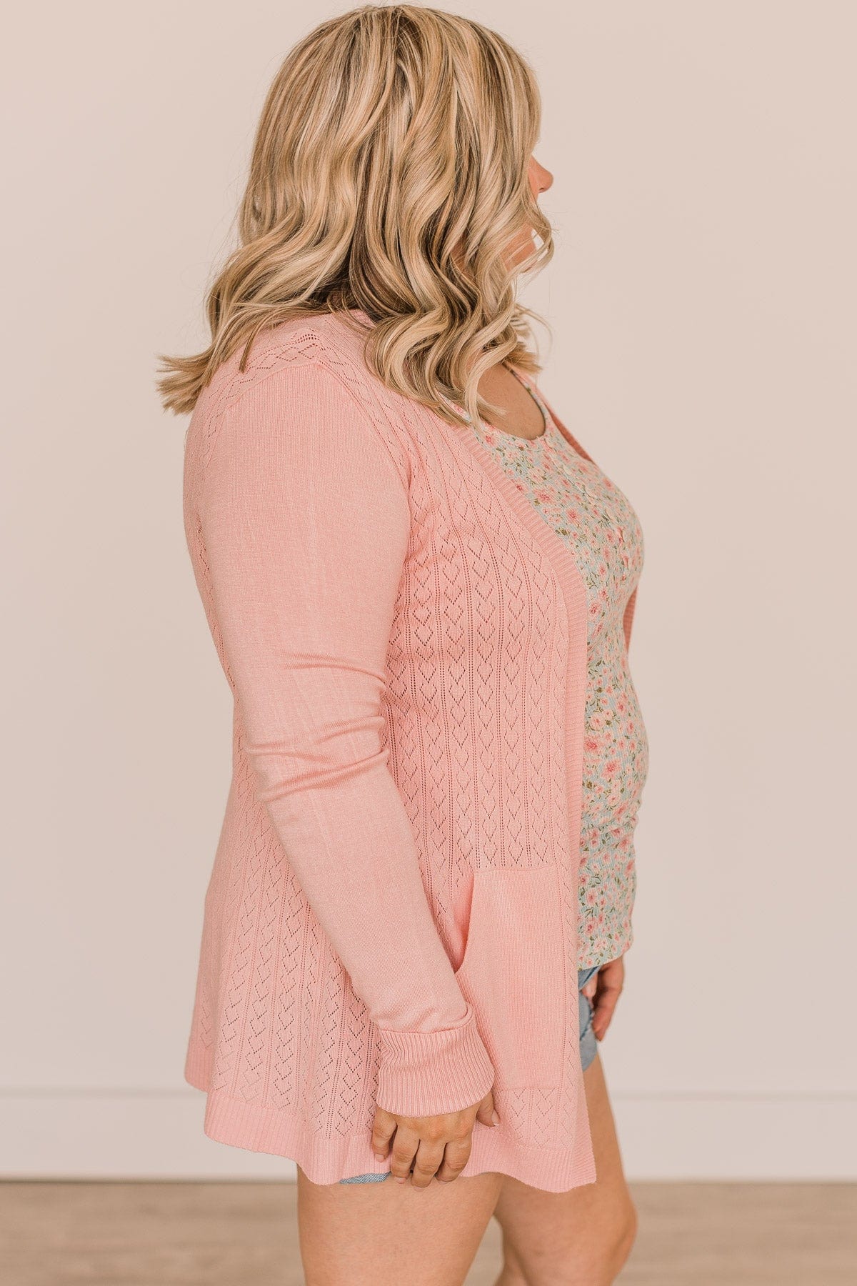 Found Myself Open Front Knit Cardigan- Blush