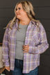 Running To You Plaid Button Top- Lavender & Grey