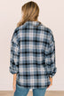 Missing You Plaid Button Top- Navy