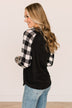 Nobody Like You Plaid Sleeve Top- Black