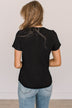 Every Effort Ribbed Knit Button Top- Black