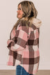 Just Can't Resist Hooded Plaid Top- Blush & Brown
