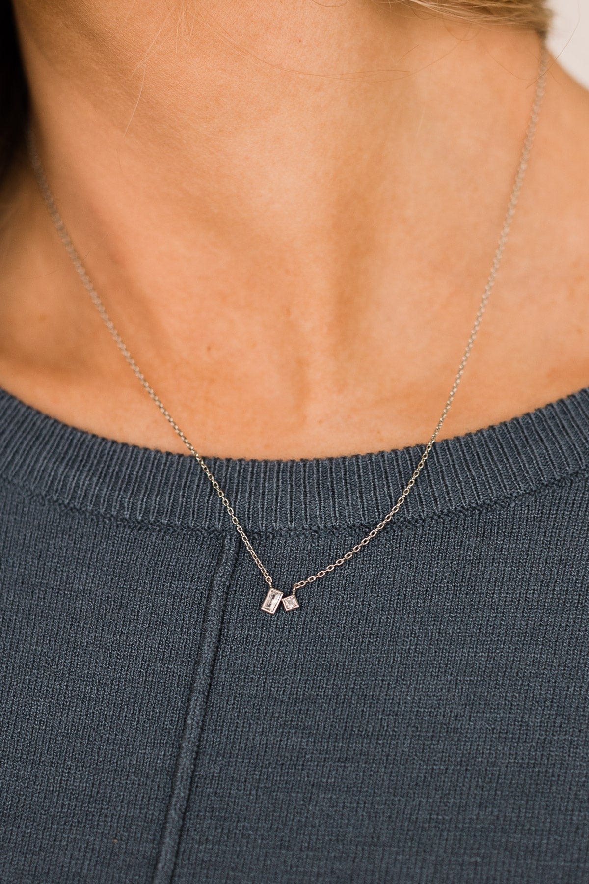 Dazzle Yourself Pendant Necklace- Silver