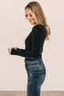 Give It A Whirl Long Sleeve Bodysuit- Black & Teal