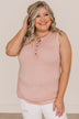 Such A Delight Button Tank Top- Dusty Pink