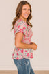 Blue Skies Ahead Floral Smocked Blouse- Pink & Mint