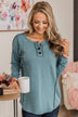 Captivating Love Long Sleeve Top- Vintage Teal