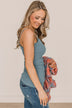 Happiness Is Within Ribbed Knit Tank- Slate Blue