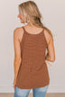 Catch You Later Striped Tank Top- Brown