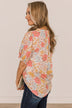 Full Of Happiness Floral Blouse- Cream & Pink