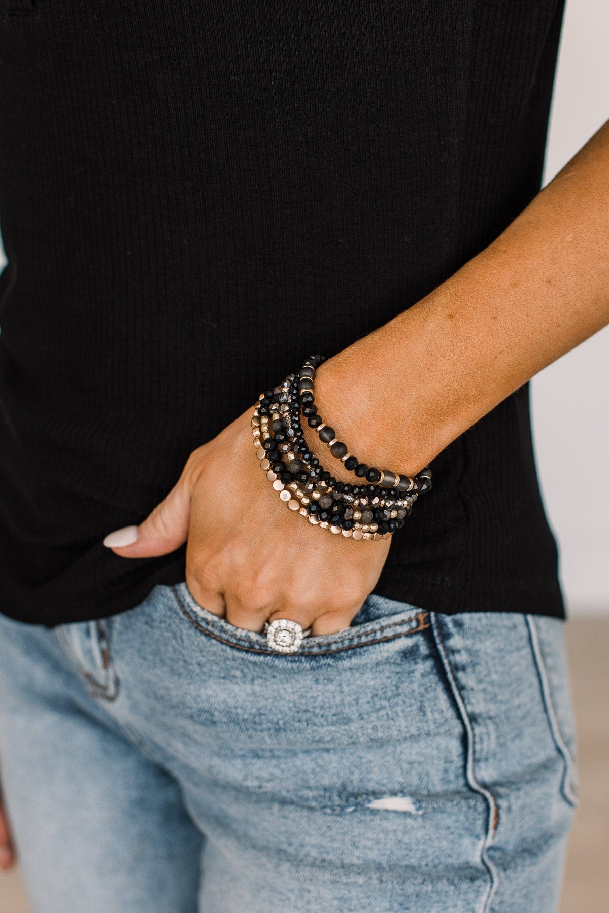 Love To Impress Stackable Bracelet Set- Black