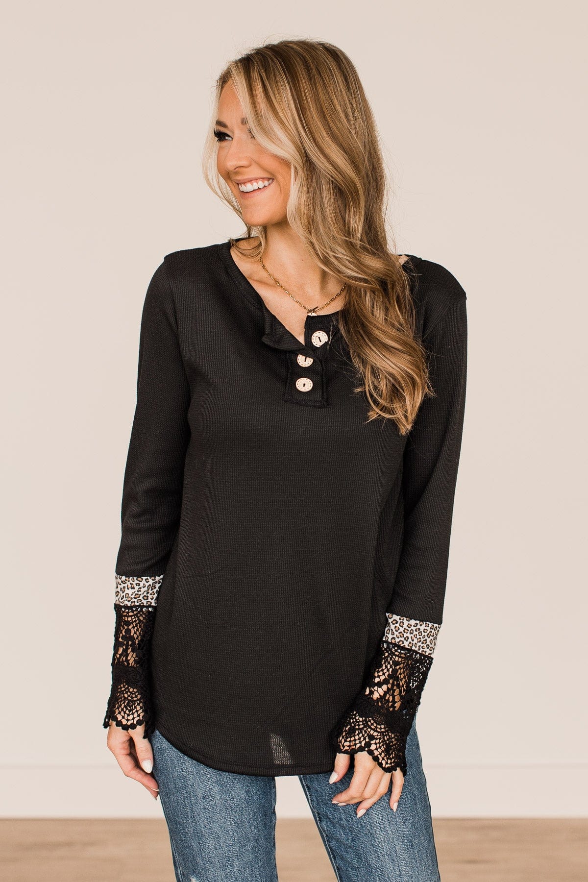 In Your Sights Long Sleeve Knit Top- Black