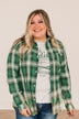 On The Lookout Bleached Plaid Top- Green
