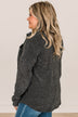 One Step Ahead Knit Button Top- Charcoal