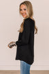 At My Happiest Button Knit Top- Black
