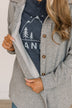 Hooked On Your Love Button Top- Heather Grey