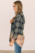 Enjoying This Moment Bleached Plaid Top- Green & Navy