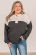Give It Your All Color Block Top- Ivory & Charcoal