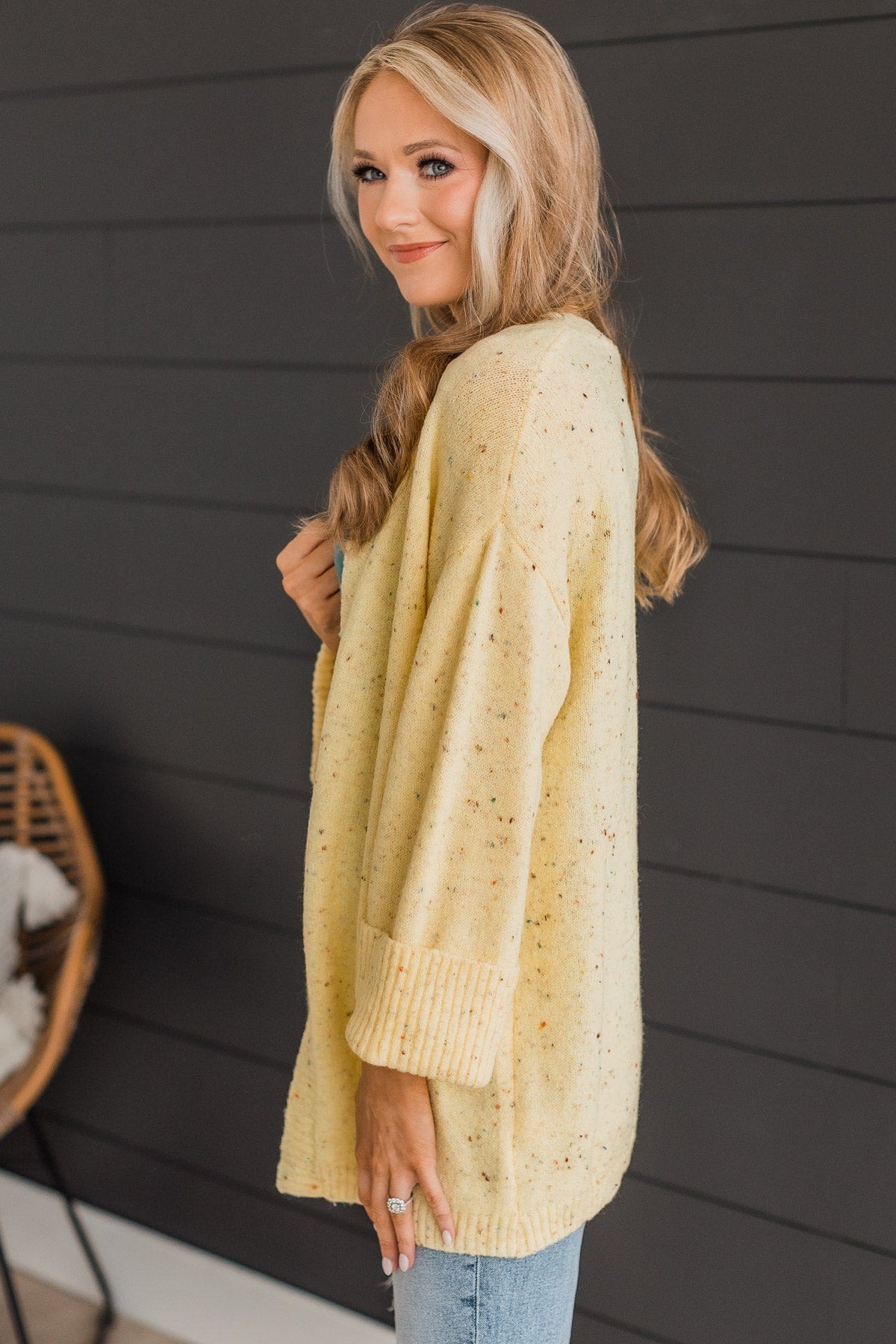 Vibrant Life Speckled Knit Cardigan- Yellow
