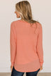 Warmest Love Knit Long Sleeve Top- Coral