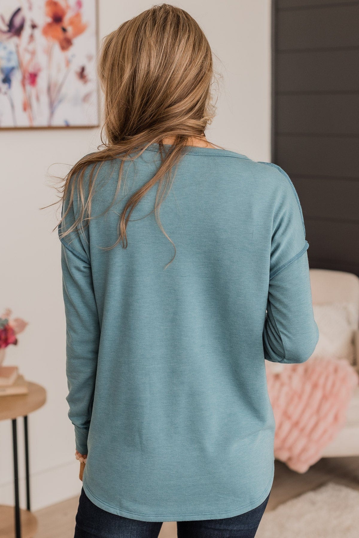 Captivating Love Long Sleeve Top- Vintage Teal