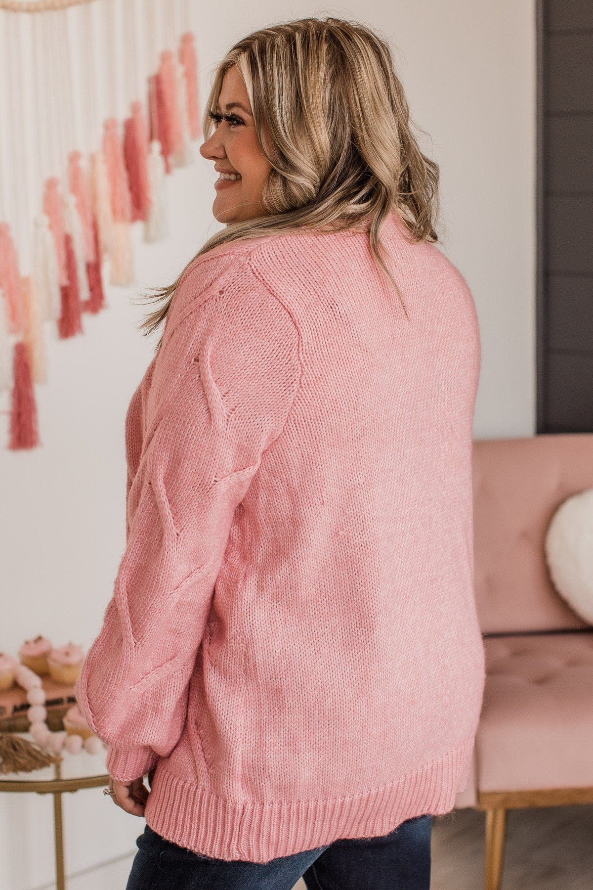 Make Your Own Path Knit Cardigan- Pink