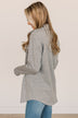 Hooked On Your Love Button Top- Heather Grey