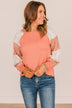 Pure Joy Color Block Knit Top- Coral & Ivory