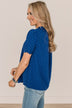 Forever After All Swiss Dot Blouse- Royal Blue
