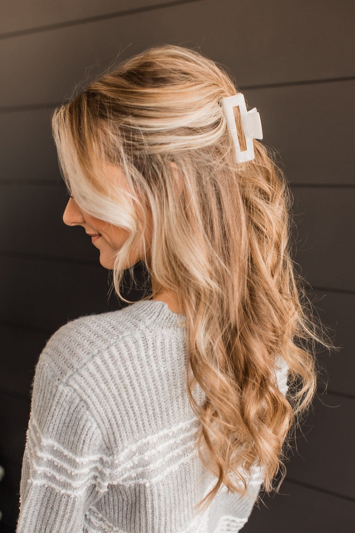 Keep It Lovely Rectangle Hair Clip- White Acetate