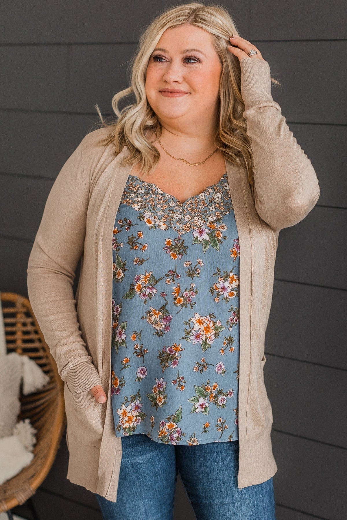 Can't Resist This Knit Pocket Cardigan- Beige