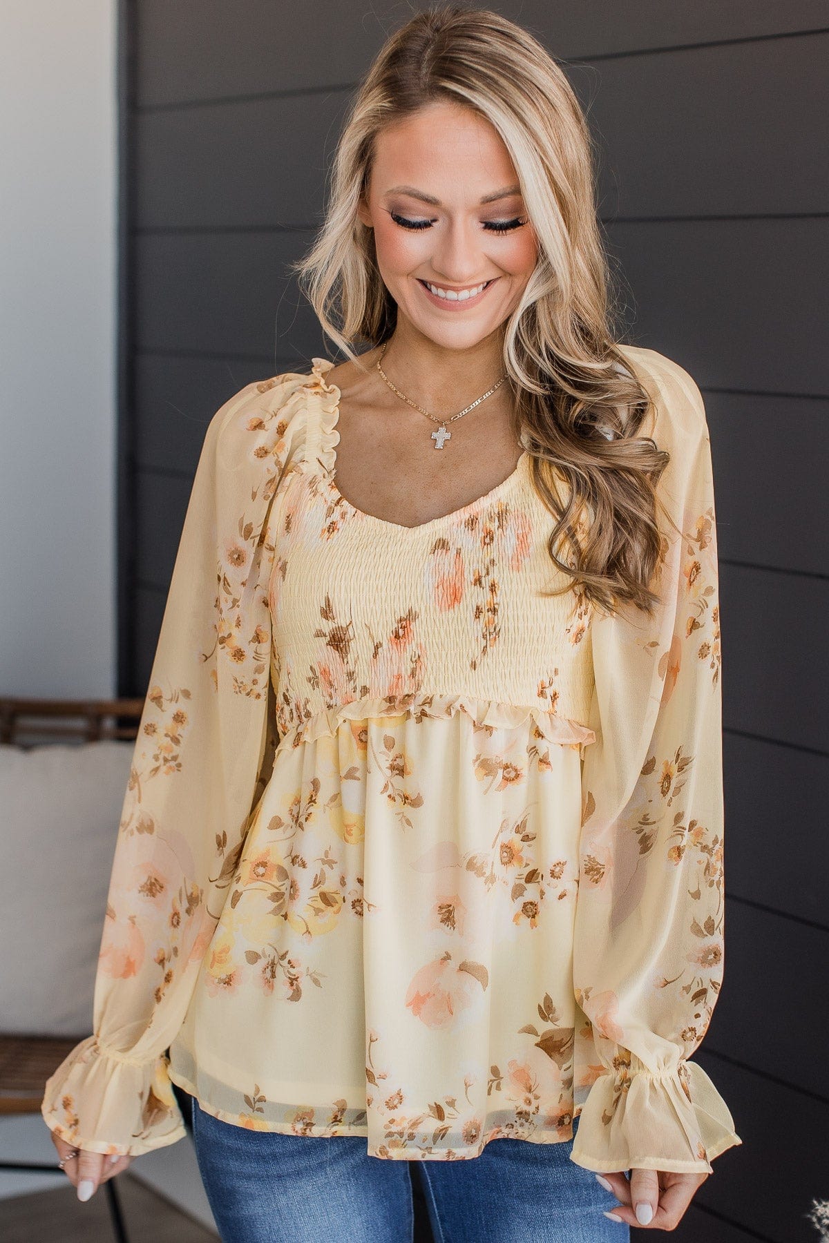 Finding Yourself Floral Babydoll Top- Light Yellow