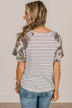 On A Mission Color Block Top- Ivory & Camo