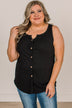 Always In My Heart Notch Tank Top- Black