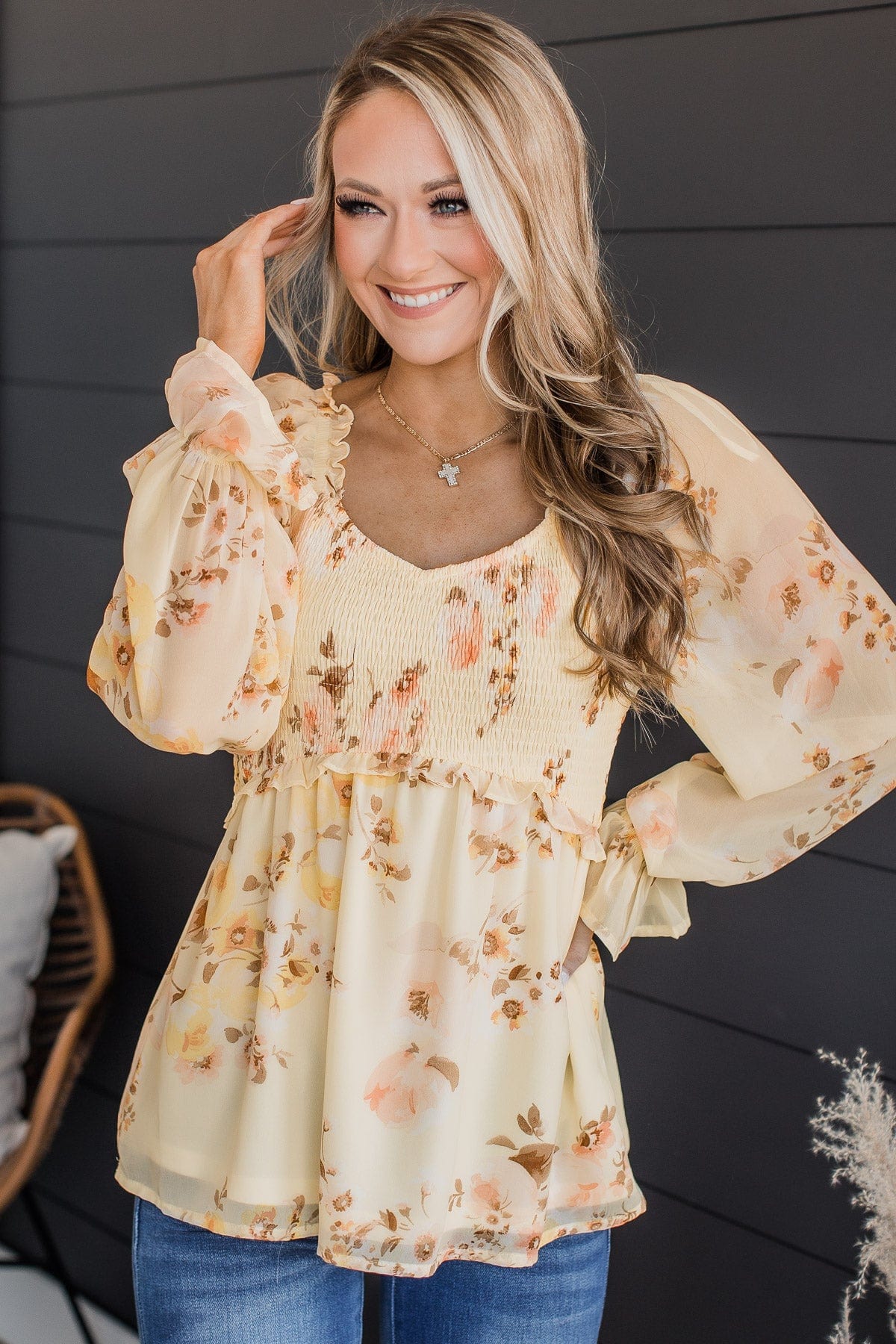 Finding Yourself Floral Babydoll Top- Light Yellow – The Pulse