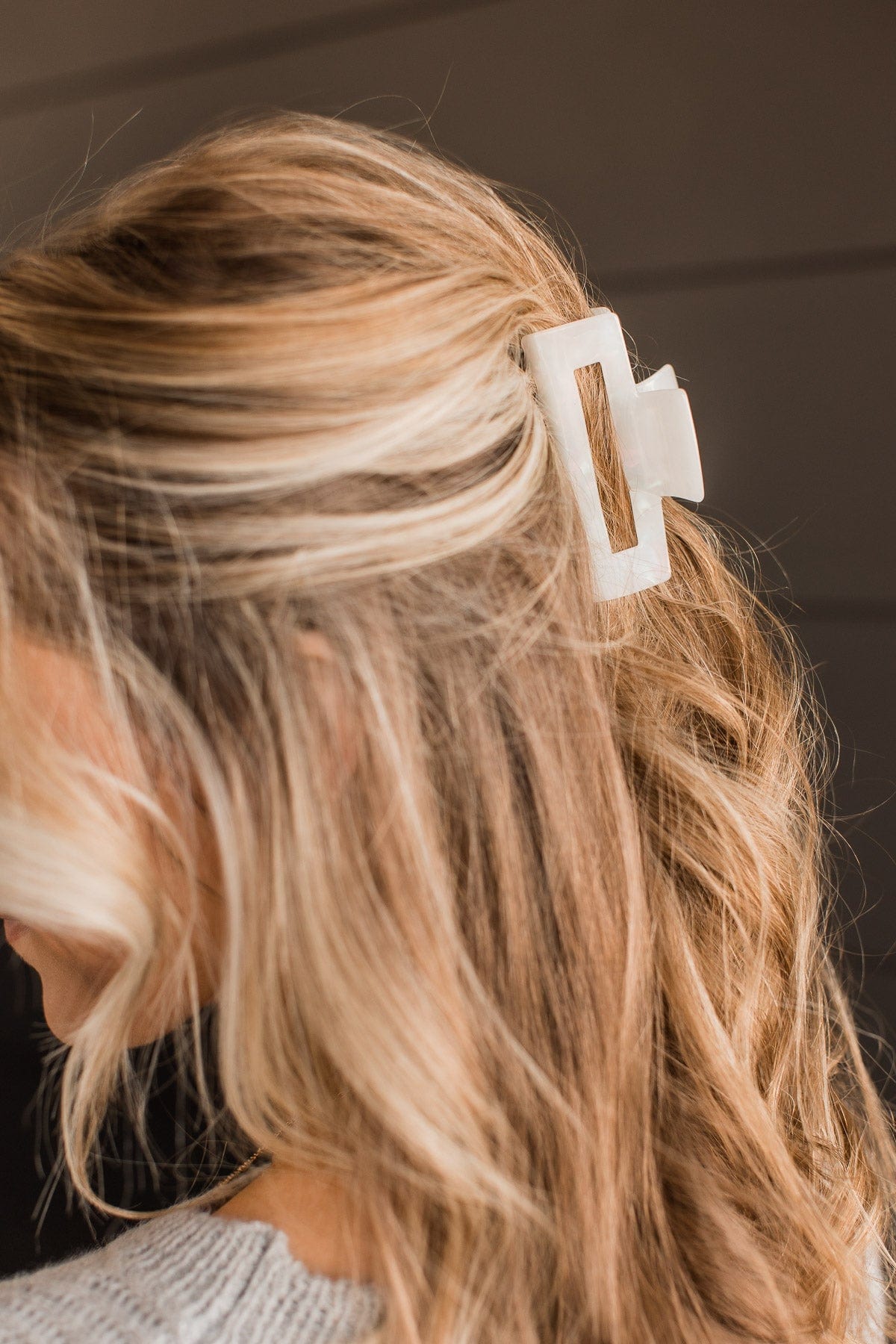 Keep It Lovely Rectangle Hair Clip- White Acetate