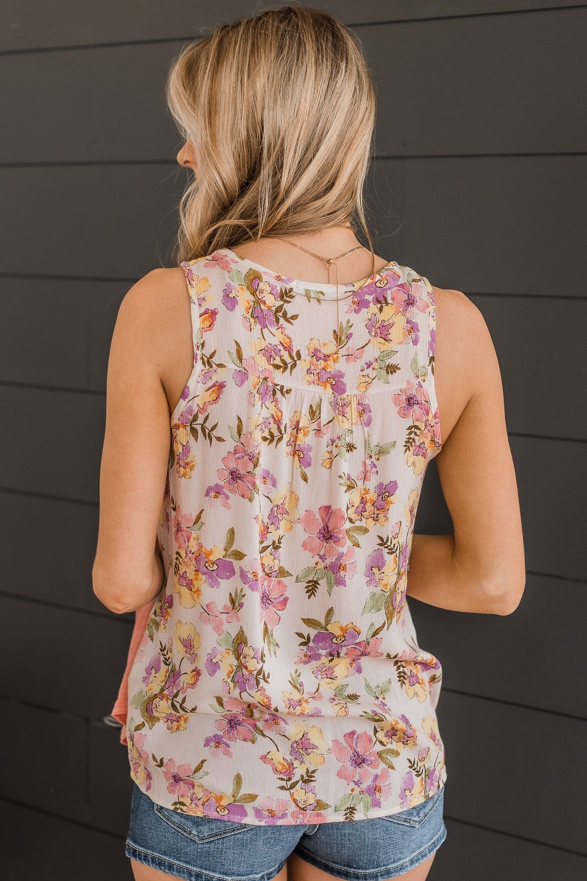 Smitten By You Floral Tank Top- Cream