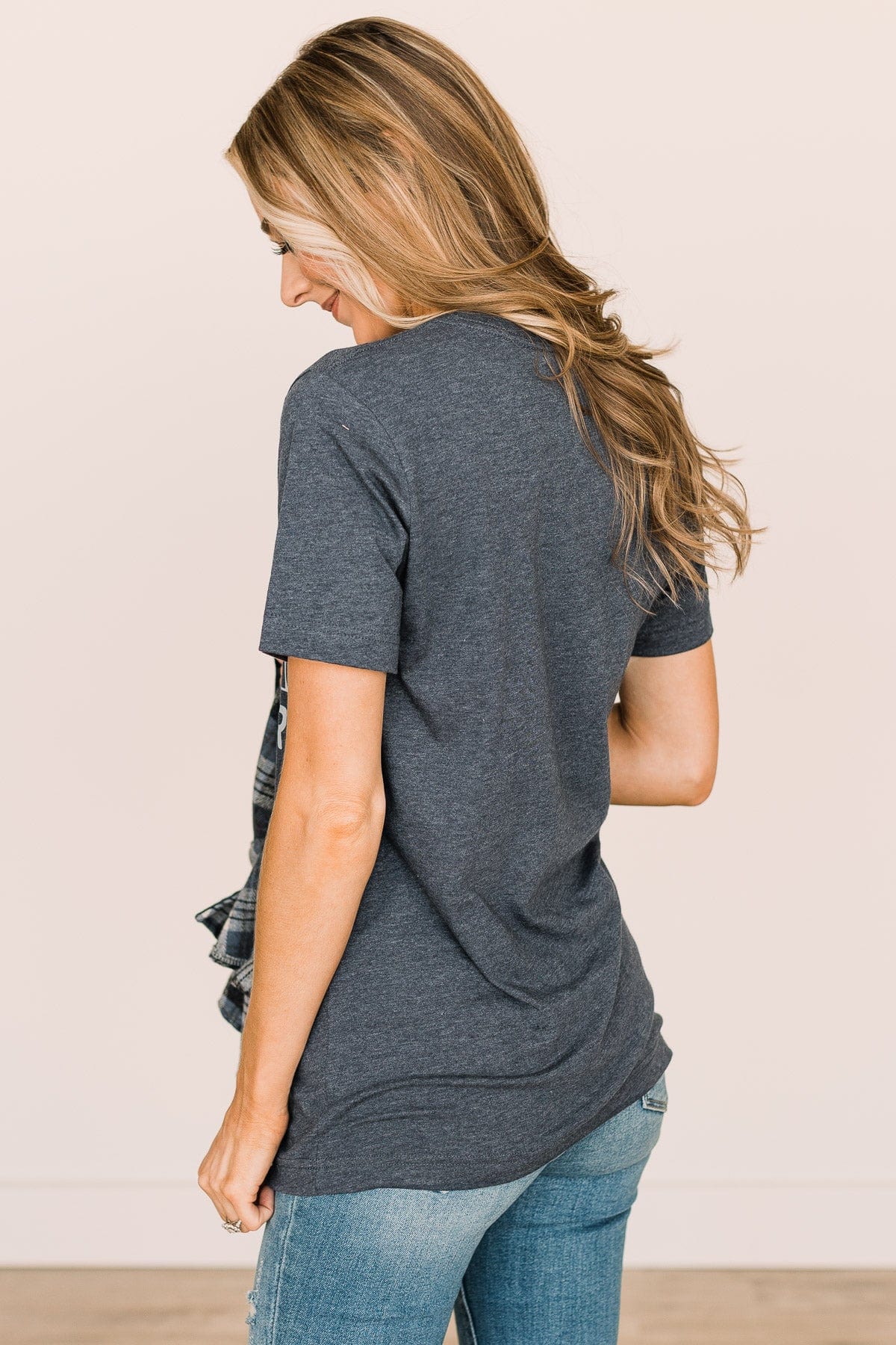 "Wander" Graphic Tee- Heather Navy