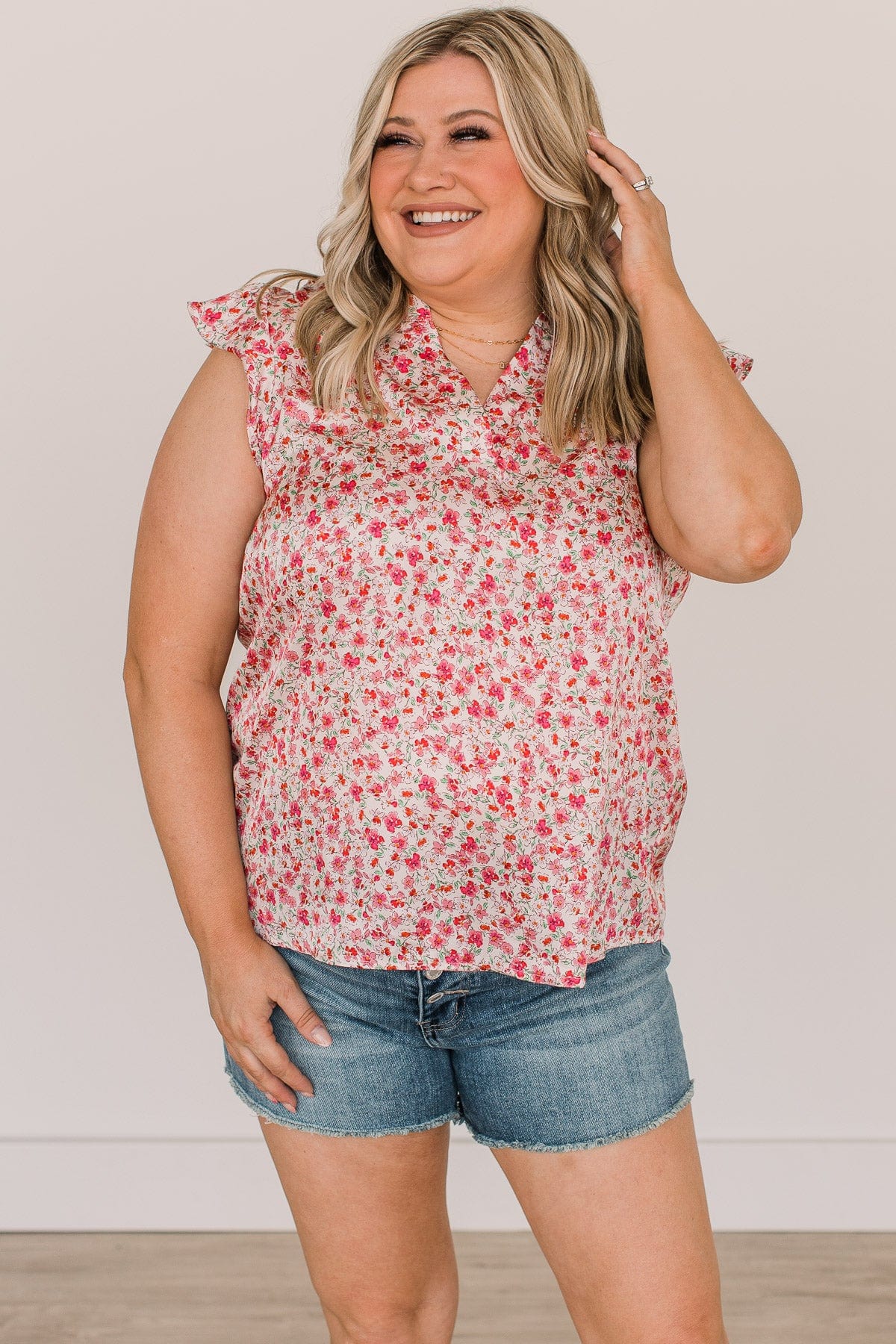 It's A New Day Floral Blouse- Ivory & Pink