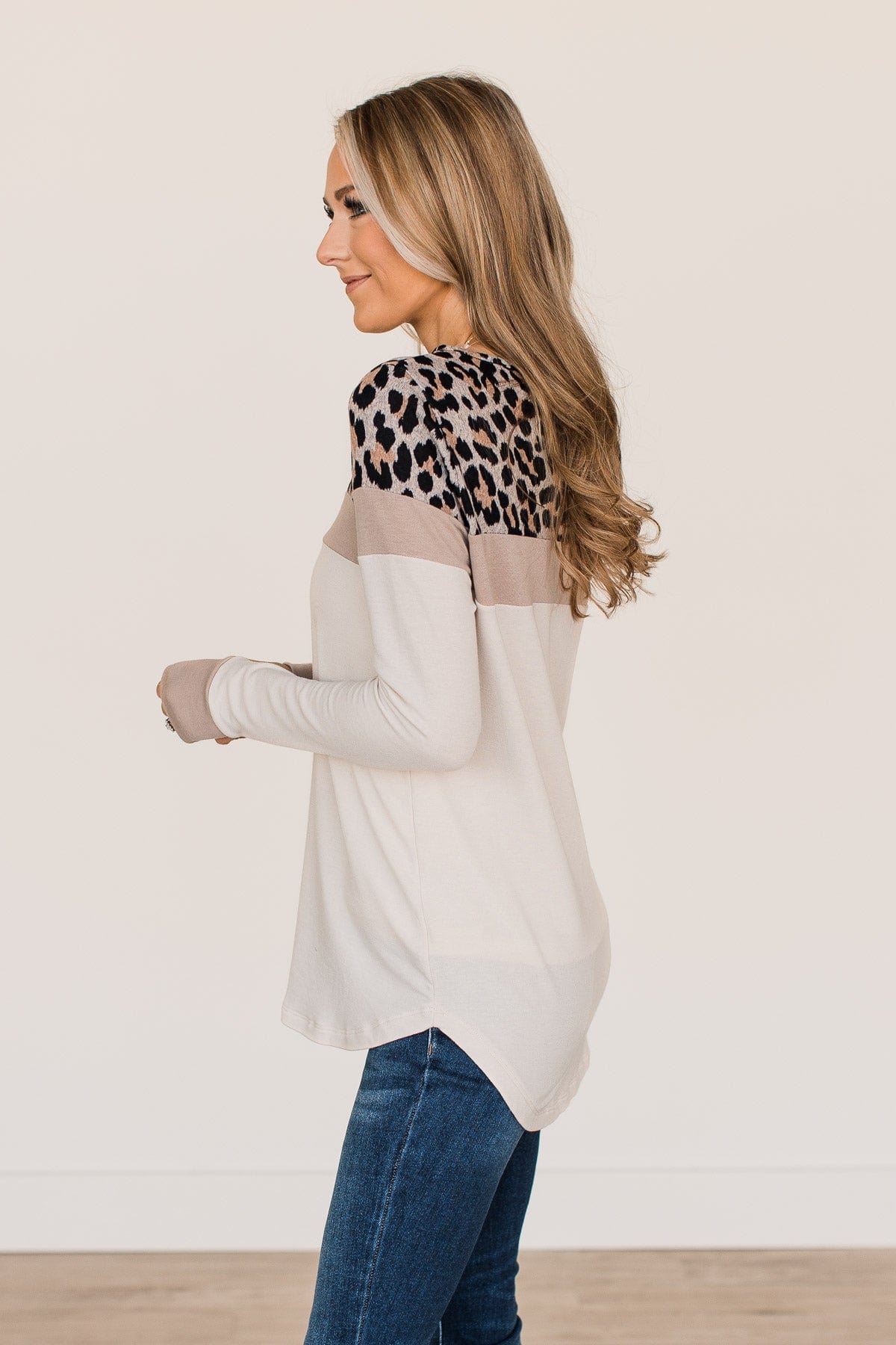 Staying Fierce Color Block Top- Beige & Mocha