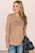 "This Is My Online Shopping Sweater" Graphic Top- Tan