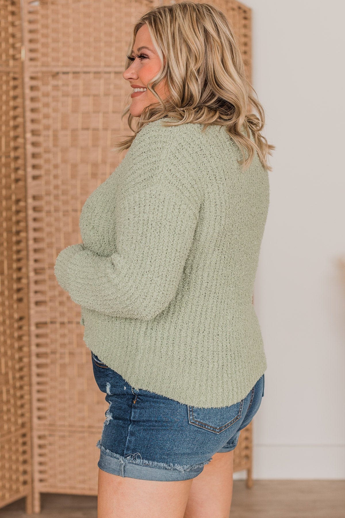 On A Cloud Knit Button Cardigan- Sage