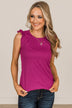 Peaceful Thoughts Flutter Sleeve Knit Top- Magenta