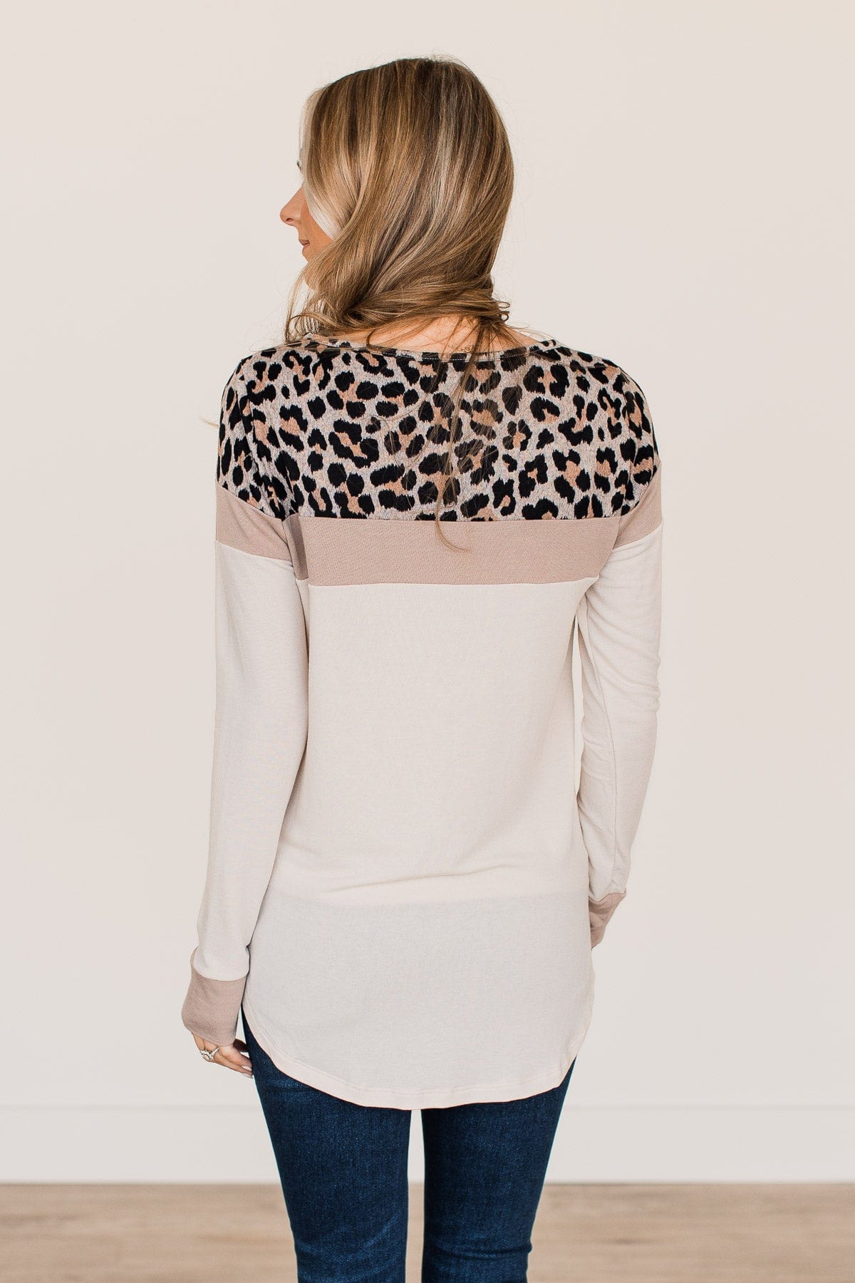 Staying Fierce Color Block Top- Beige & Mocha