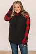 Fireside Feelings Hooded Top- Black & Red